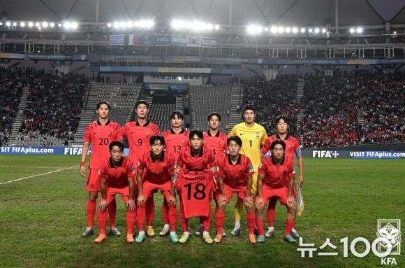 이탈리아와의 준결승전에 선발 출장한 U-20 대표팀 선수단의 모습.