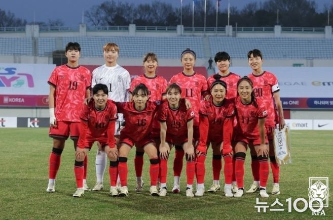 지난 4월 신세계 이마트 초청 여자축구 국가대표 친선경기 필리핀전 당시 여자대표팀.