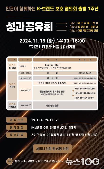 K-브랜드 보호 민관 협의회 1주년 성과공유회 포스터