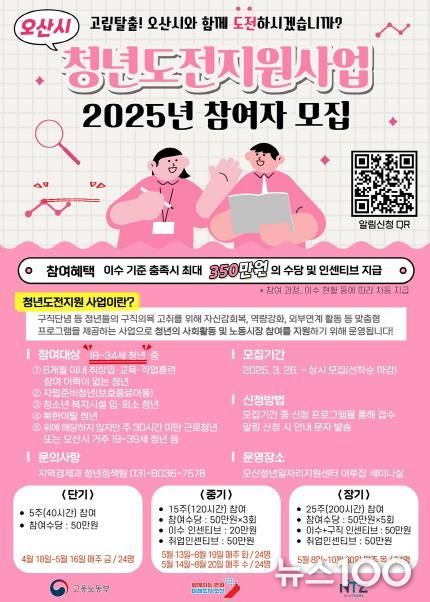 오산시, '구직 포기 청년 지원' 청년도전지원사업 참여자 모집
