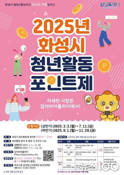 화성시 청년활동포인트제 안내문