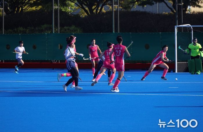 KT sports 직장운동경기부 하키팀(분홍색 선수복) 2025 전국체전 동메달(사진 제공 대한하키협회)/2025년도 직장운동경기부 운영 지원 공모 선정 70,000천 원 국비 지원