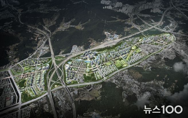 조감도. 지구계획 변경 등 조성계획 변경으로 개발 완료 시 상이할 수 있음