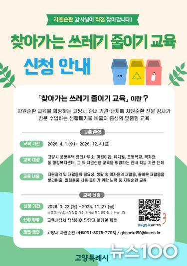 찾아가는 쓰레기 줄이기 교육 신청 안내문