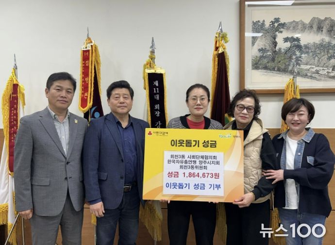 한국자유총연맹 양주시지회 회천3동 위원회·사회단체협의회, 회천3동에 이웃사랑 성금 기탁