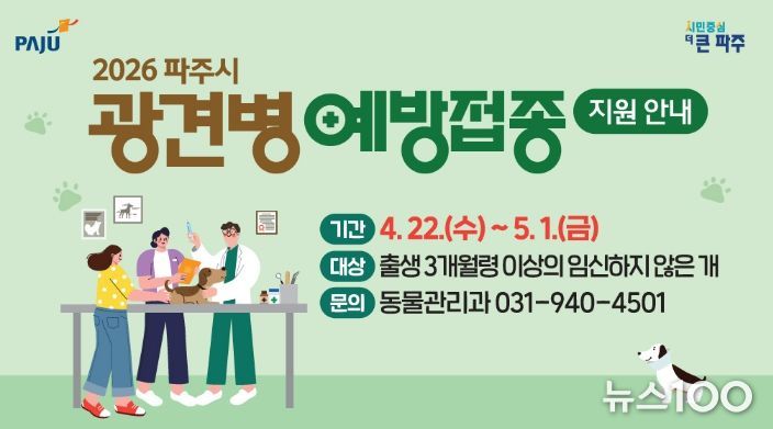 파주시, 상반기 광견병 예방접종 실시